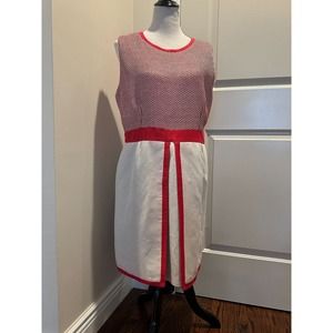 NWOT VILAGALLO Cream Red Fit and Flare Dress SZ EUR 50/US 14